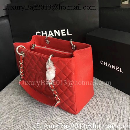 Chanel LE Boy Grand Shopping Tote Bag GST Red Cannage Pattern A50995 Silver