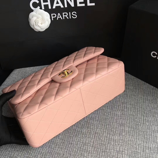 Chanel Flap Shoulder Bags Light Pink Original Lambskin Leather CF1113 Glod Chanel Flap Shoulder Bags Light Pink Original Lambskin Leather CF1113 Glod