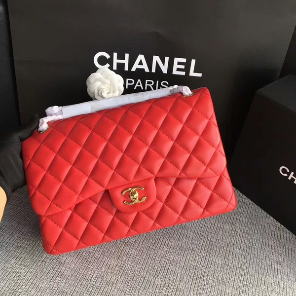 Chanel Flap Shoulder Bags Red Original Lambskin Leather CF1113 Glod Chanel Flap Shoulder Bags Red Original Lambskin Leather CF1113 Glod