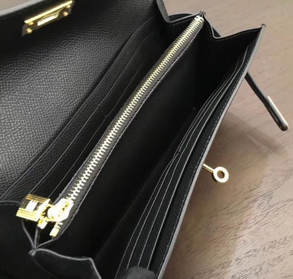 Hermes Kelly Epsom Leather Wallet H4086 Black Hermes Kelly Epsom Leather Wallet H4086 Black