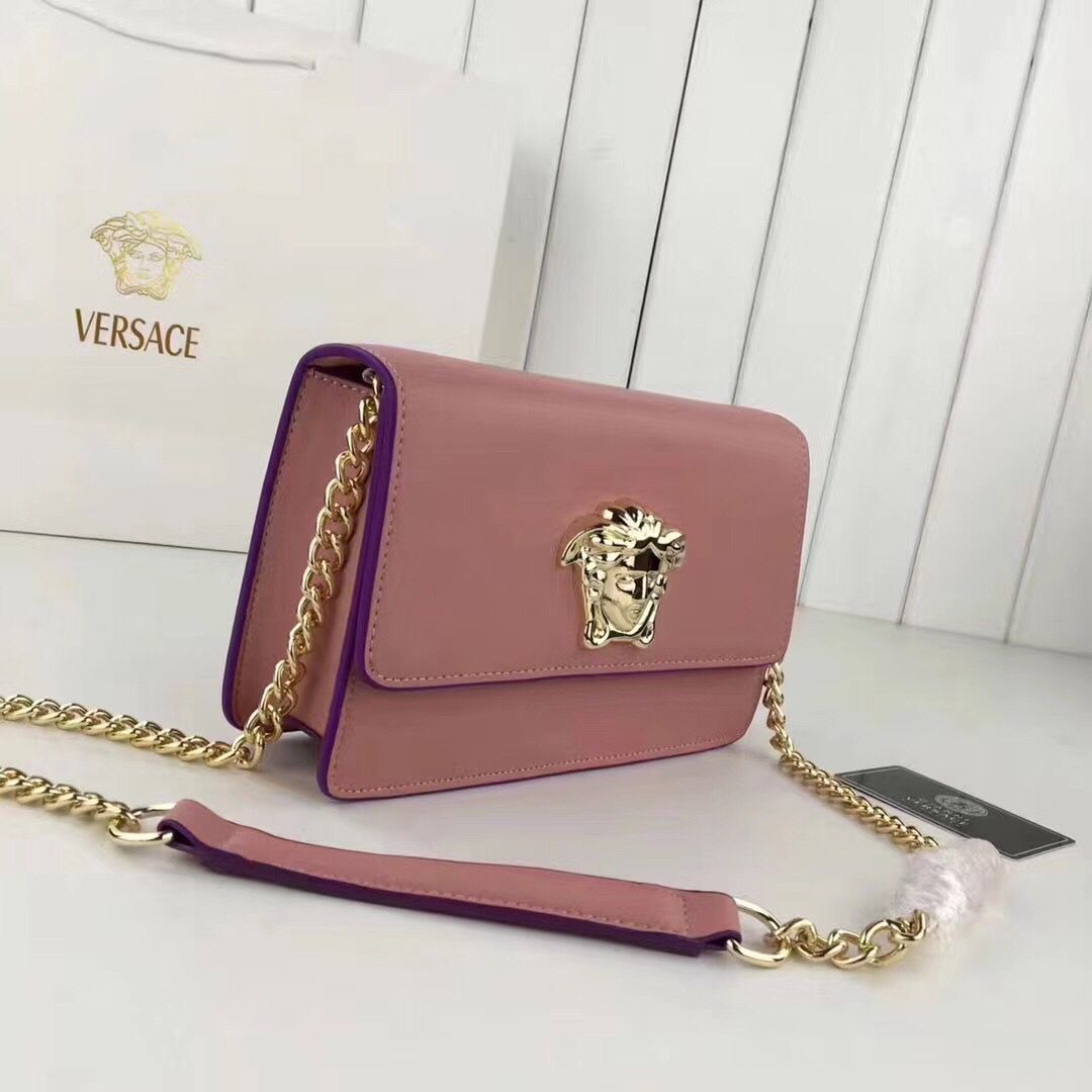Versace 2017 Calfskin Leather Shoulder Bag 7203 Pink Versace 2017 Calfskin Leather Shoulder Bag 7203 Pink