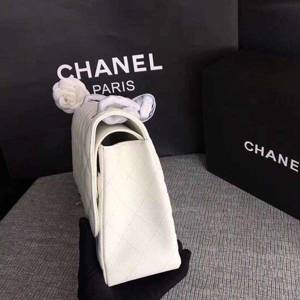 Chanel Flap Shoulder Bags White Original Calfskin Leather CF1113 Silver Chanel Flap Shoulder Bags White Original Calfskin Leather CF1113 Silver