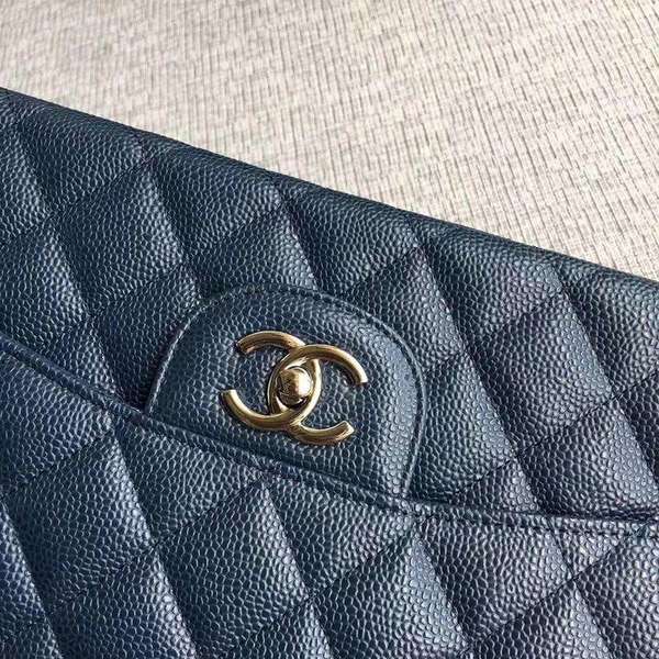 Chanel Flap Shoulder Bags Dark Blue Original Calfskin Leather CF1113 Silver Chanel Flap Shoulder Bags Dark Blue Original Calfskin Leather CF1113 Silver