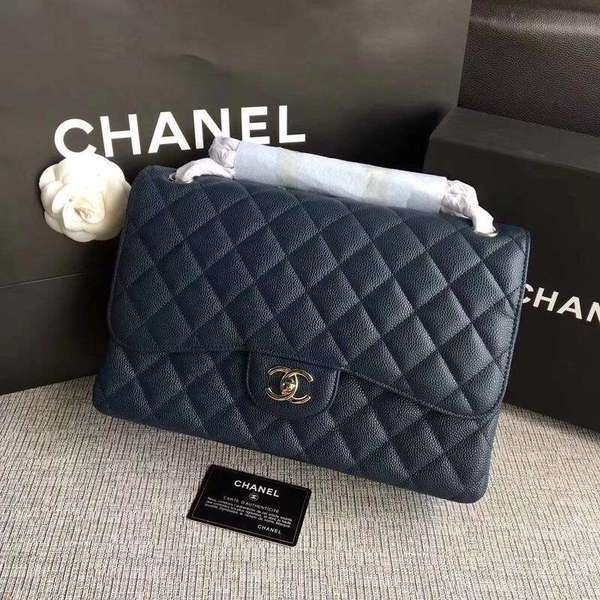 Chanel Flap Shoulder Bags Dark Blue Original Calfskin Leather CF1113 Silver Chanel Flap Shoulder Bags Dark Blue Original Calfskin Leather CF1113 Silver