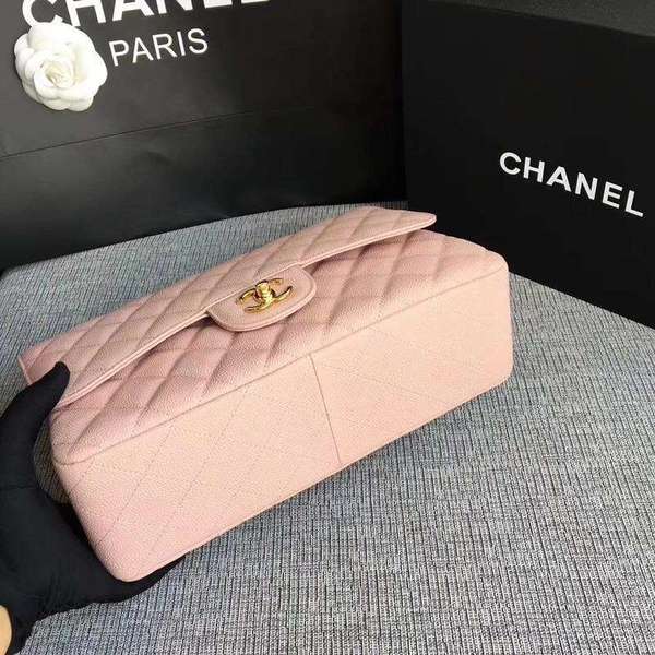 Chanel Flap Shoulder Bags Pink Original Calfskin Leather CF1113 Gold