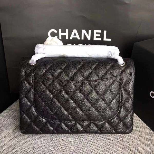 Chanel Flap Shoulder Bags Black Original Calfskin Leather CF1113 Silver Chanel Flap Shoulder Bags Black Original Calfskin Leather CF1113 Silver