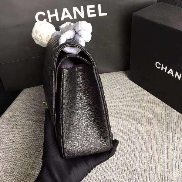 Chanel Flap Shoulder Bags Black Original Calfskin Leather CF1113 Silver Chanel Flap Shoulder Bags Black Original Calfskin Leather CF1113 Silver
