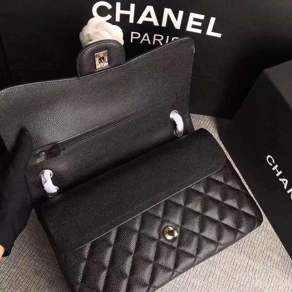 Chanel Flap Shoulder Bags Black Original Calfskin Leather CF1113 Silver Chanel Flap Shoulder Bags Black Original Calfskin Leather CF1113 Silver