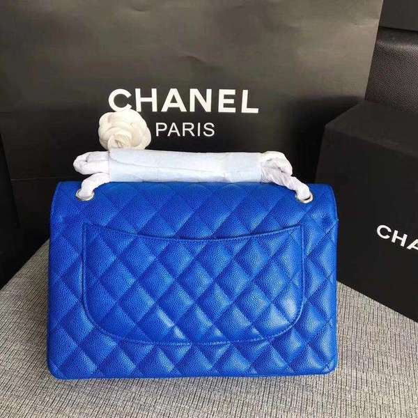 Chanel Flap Shoulder Bags Blue Original Calfskin Leather CF1113 Silver Chanel Flap Shoulder Bags Blue Original Calfskin Leather CF1113 Silver