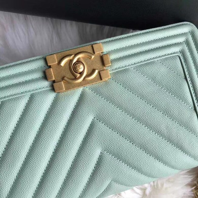 Chanel Leboy Original Caviar leather Shoulder Bag A67086 Light green gold chain