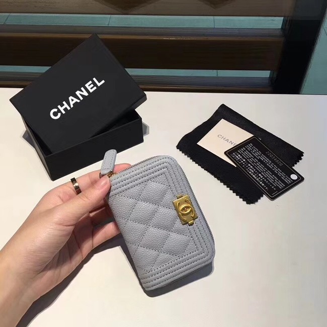 BOY CHANEL Coin Purse A80602 grey