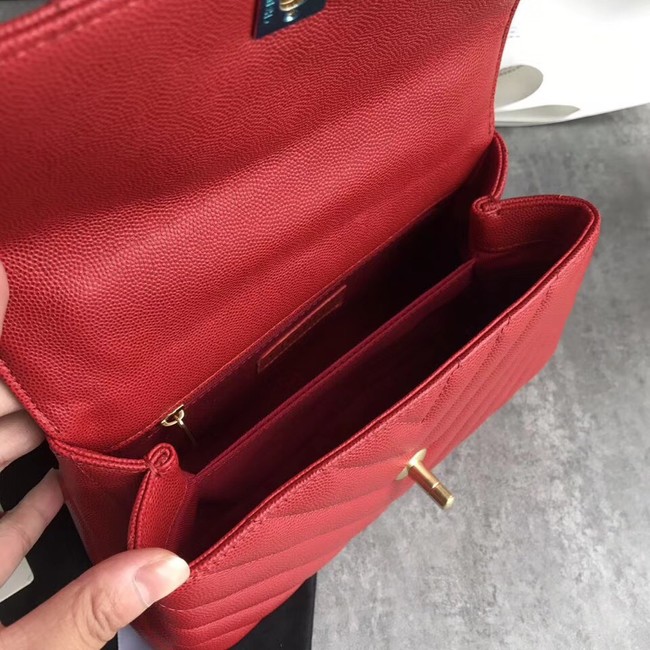 Chanel Small Flap Bag with Top Handle A92990 red