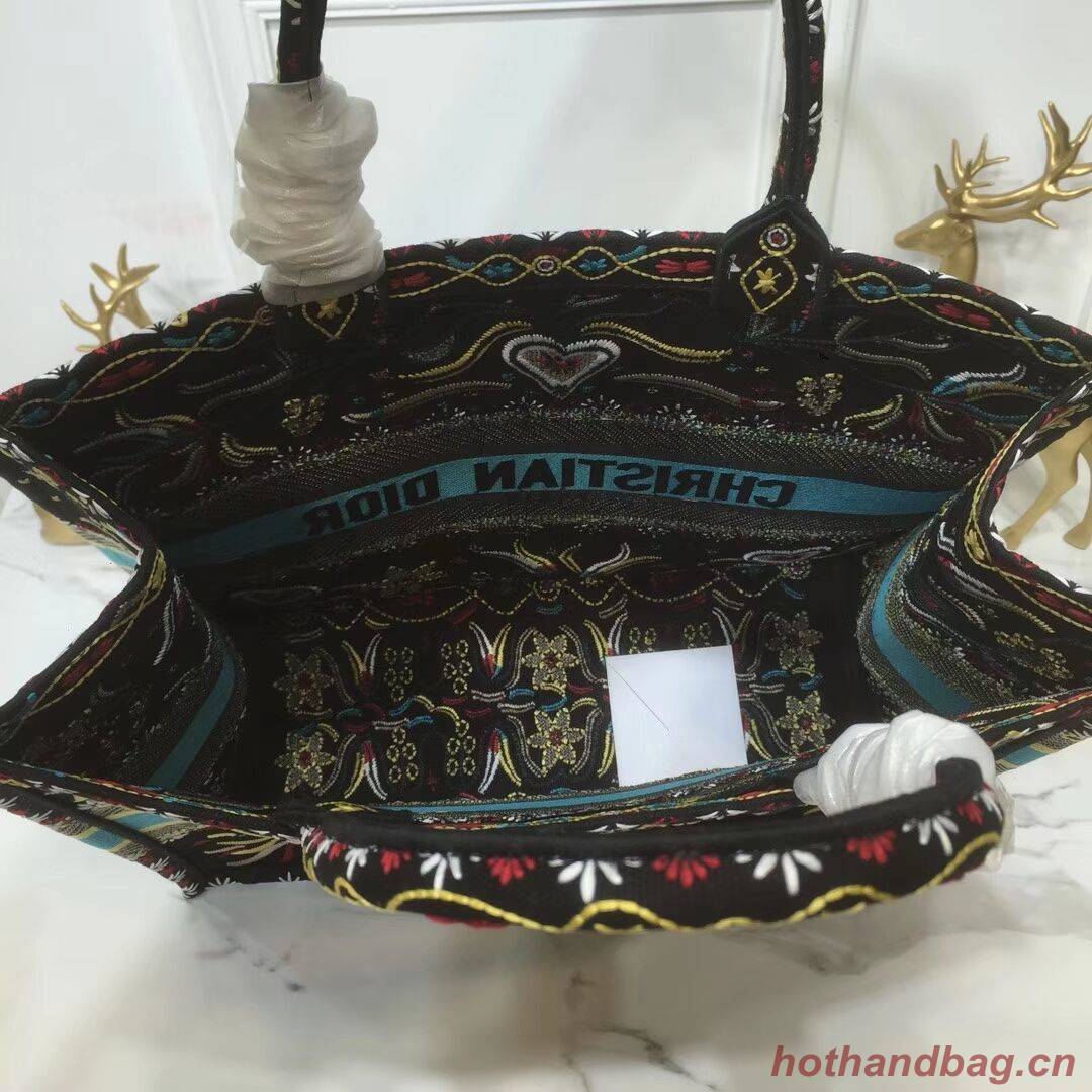 DIOR BOOK TOTE BAG IN EMBROIDERED CANVAS C1286 Black DIOR BOOK TOTE BAG IN EMBROIDERED CANVAS C1286 Black