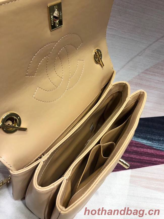 Chanel CC original lambskin top handle flap bag A92236 apricot&Gold-Tone Metal