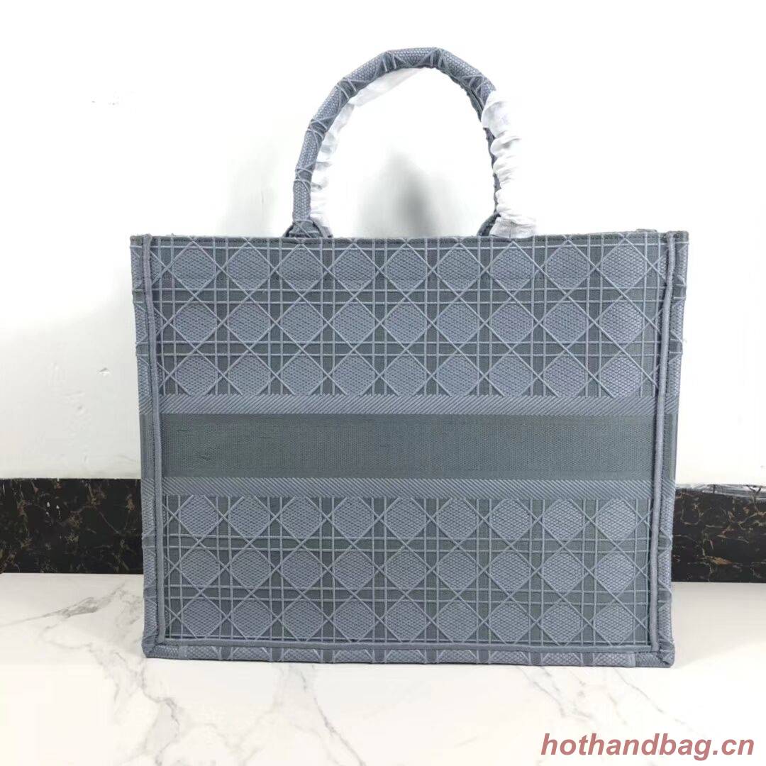 DIOR BOOK TOTE BAG IN EMBROIDERED CANVAS C1286 grey blue DIOR BOOK TOTE BAG IN EMBROIDERED CANVAS C1286 grey blue