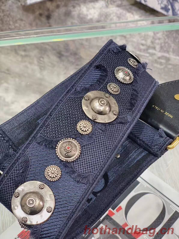 DIOR BLUE MULTICOLOR CAMOUFLAGE FULLY EMBROIDERED STRAP M928