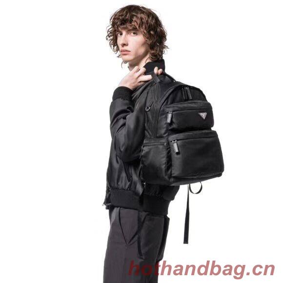 Prada Printed technical fabric backpack 2VZ025 black Prada Printed technical fabric backpack 2VZ025 black