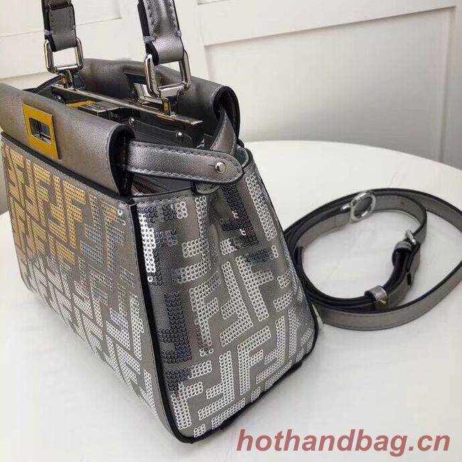 FENDI PEEKABOO ICONIC leather bag F0335 Silver
