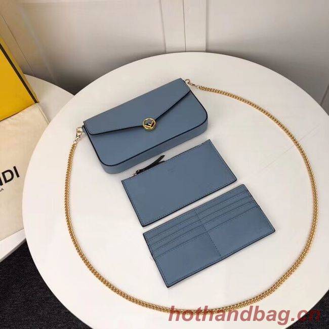 Fendi WALLET ON CHAIN WITH POUCHES leather mini-bag F0005 light blue Fendi WALLET ON CHAIN WITH POUCHES leather mini-bag F0005 light blue