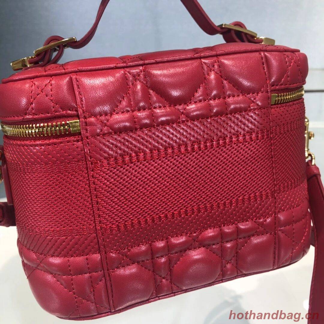DIOR SMALL DIORTRAVEL VANITY CASE Cannage Lambskin S5488U red DIOR SMALL DIORTRAVEL VANITY CASE Cannage Lambskin S5488U red