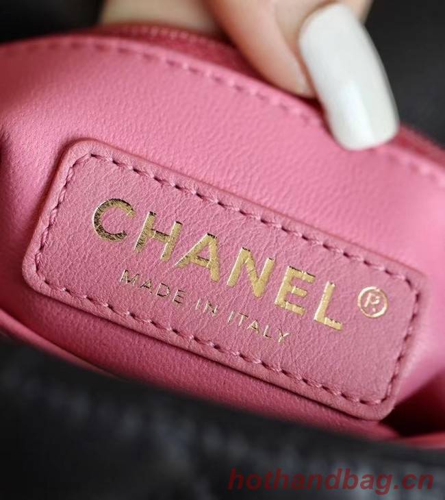 chanel mini flap bag with top handle AS2215 black