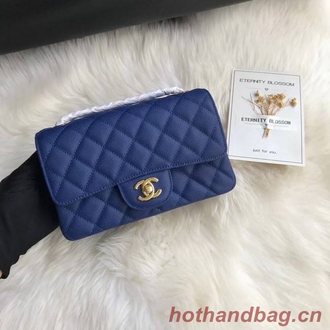 Chanel mini flap bag Grained Calfskin A1116 dark blue