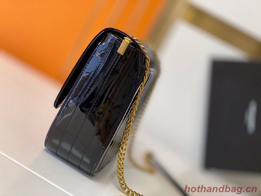 Yves Saint Laurent Patent Original Leather Large Vicky Bag 532595 Black Yves Saint Laurent Patent Original Leather Large Vicky Bag 532595 Black
