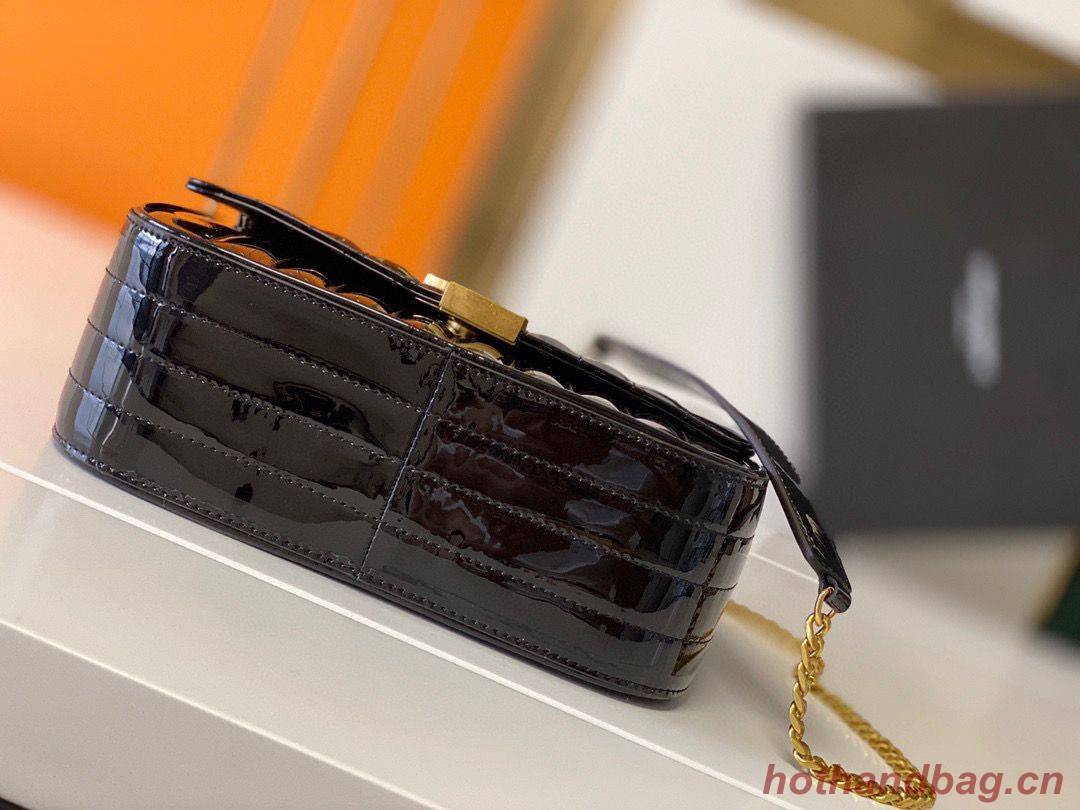 Yves Saint Laurent Patent Original Leather Large Vicky Bag 532595 Black Yves Saint Laurent Patent Original Leather Large Vicky Bag 532595 Black