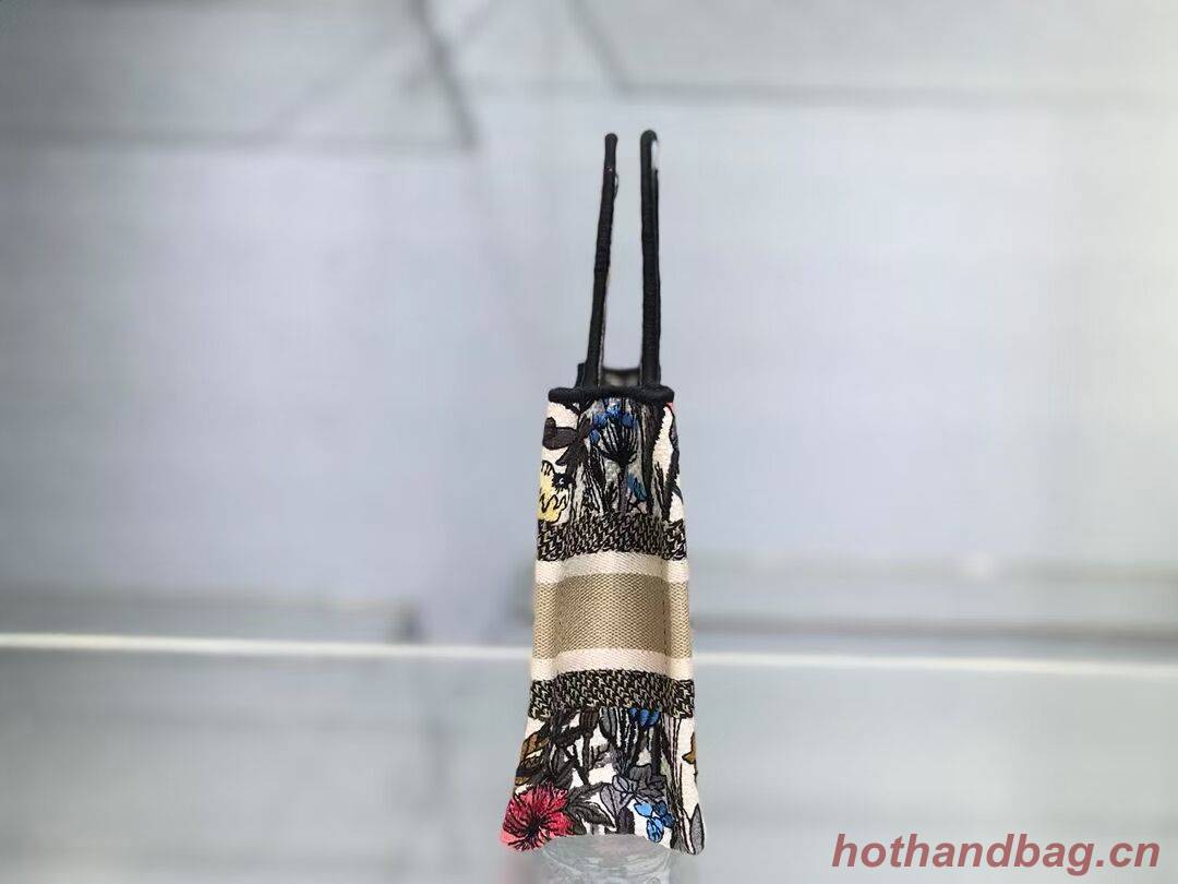 MINI DIOR BOOK TOTE Multicolor Mille Fleurs Embroidery S5475Z