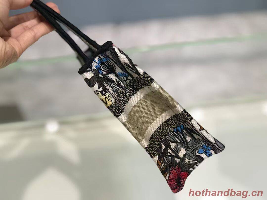MINI DIOR BOOK TOTE Multicolor Mille Fleurs Embroidery S5475Z