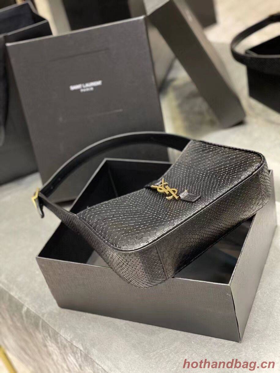 YSL LE 5 A 7 HOBO BAG IN MATTE PYTHON Y687228 black YSL LE 5 A 7 HOBO BAG IN MATTE PYTHON Y687228 black
