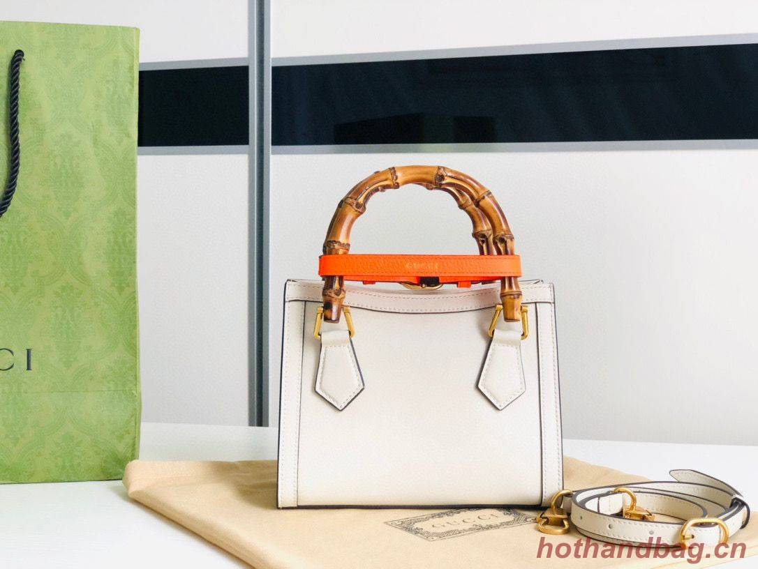Gucci Diana GG Bamboo Top Handle Original Leather Mini Bag 655661 White Gucci Diana GG Bamboo Top Handle Original Leather Mini Bag 655661 White