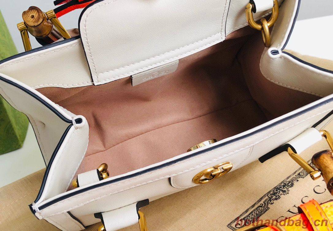 Gucci Diana GG Bamboo Top Handle Original Leather Mini Bag 655661 White Gucci Diana GG Bamboo Top Handle Original Leather Mini Bag 655661 White