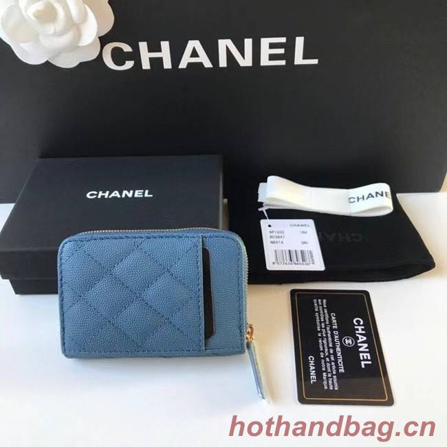 Chanel card holder Calfskin AP1650 blue