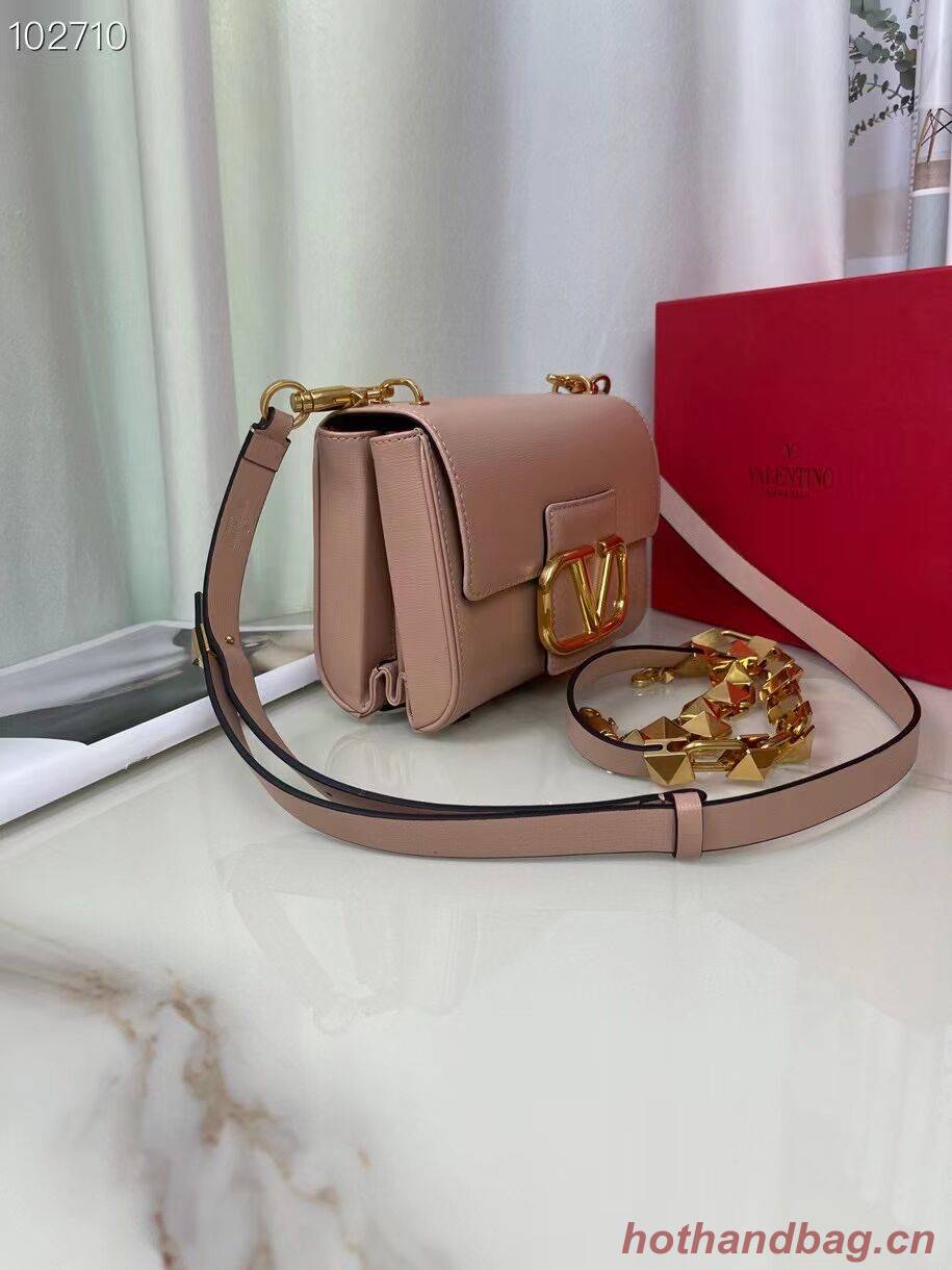 VALENTINO GARAVANI Stud Sign Grained Calfskin Shoulder Bag V0196 pink