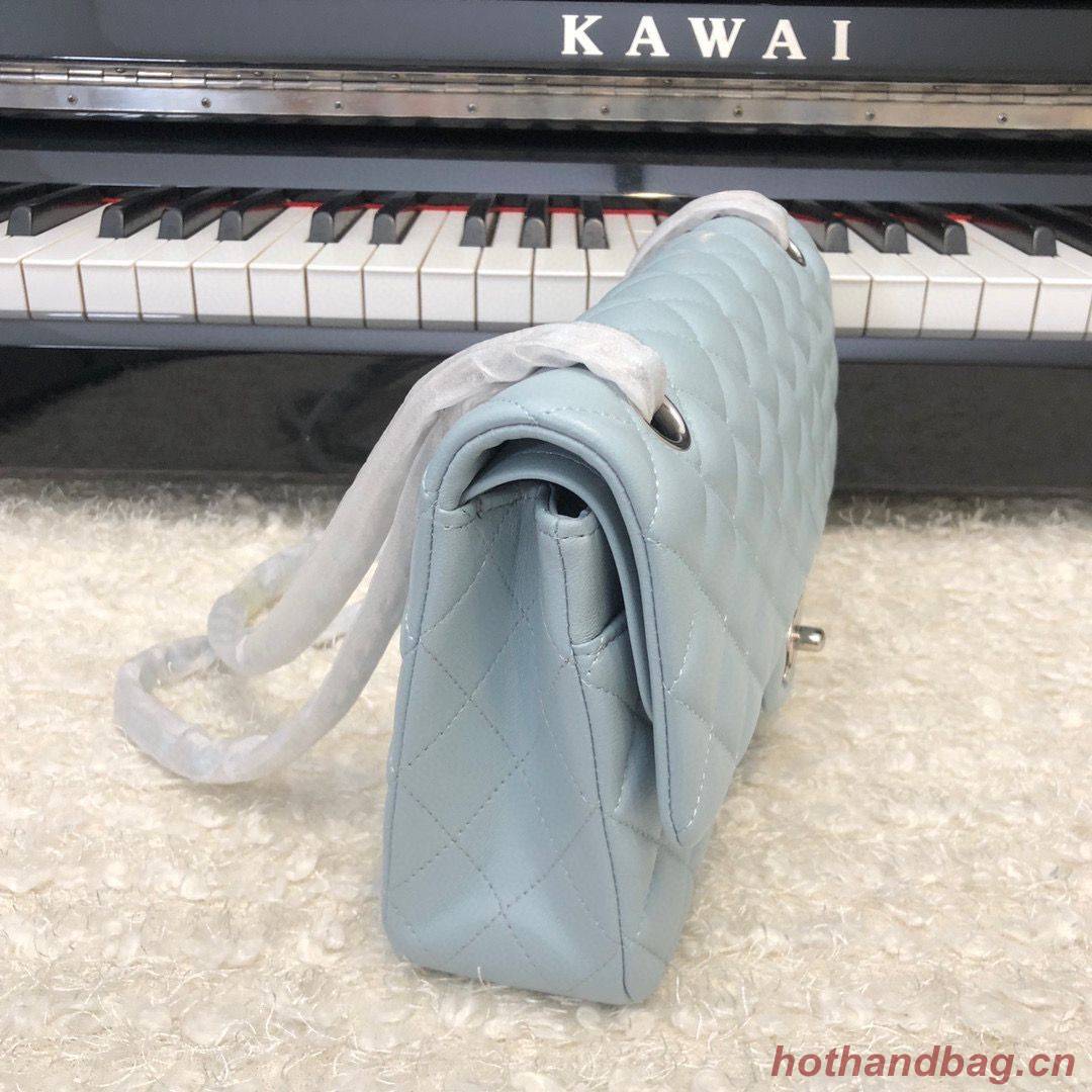 Chanel 2.55 Series Flap Bag Original Lambskin Leather 5024CF A01112 Grey Blue Silver-Tone Chanel 2.55 Series Flap Bag Original Lambskin Leather 5024CF A01112 Grey Blue Silver-Tone