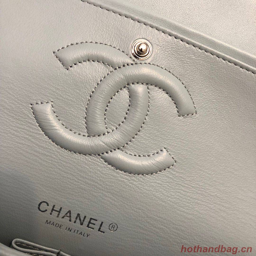 Chanel 2.55 Series Flap Bag Original Lambskin Leather 5024CF A01112 Grey Blue Silver-Tone Chanel 2.55 Series Flap Bag Original Lambskin Leather 5024CF A01112 Grey Blue Silver-Tone