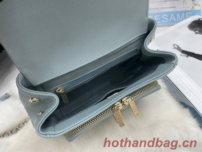 Chanel small flap bag Calfskin & Gold-Tone Metal A93749 sky blue
