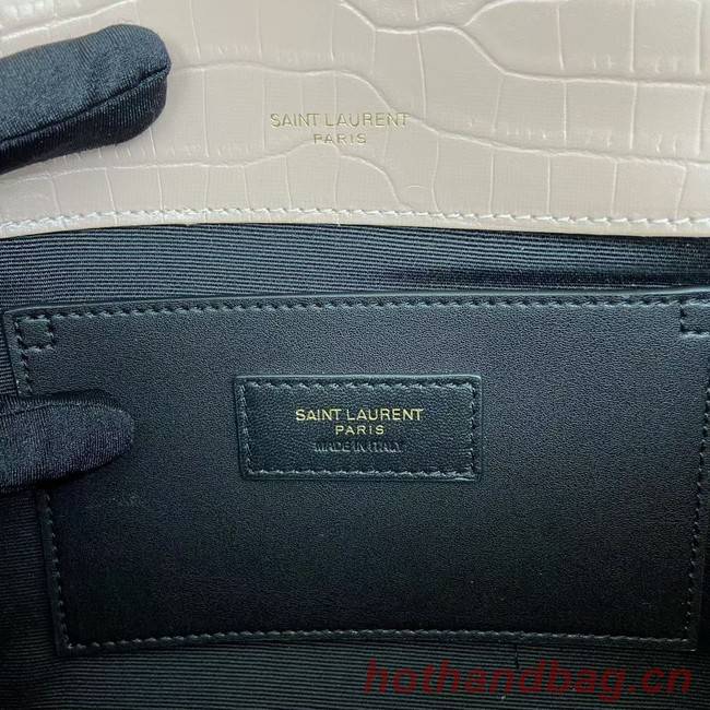 YSL KATE MEDIUM WITH TASSEL IN CROCODILE-EMBOSSED SHINY LEATHER 377829 pink