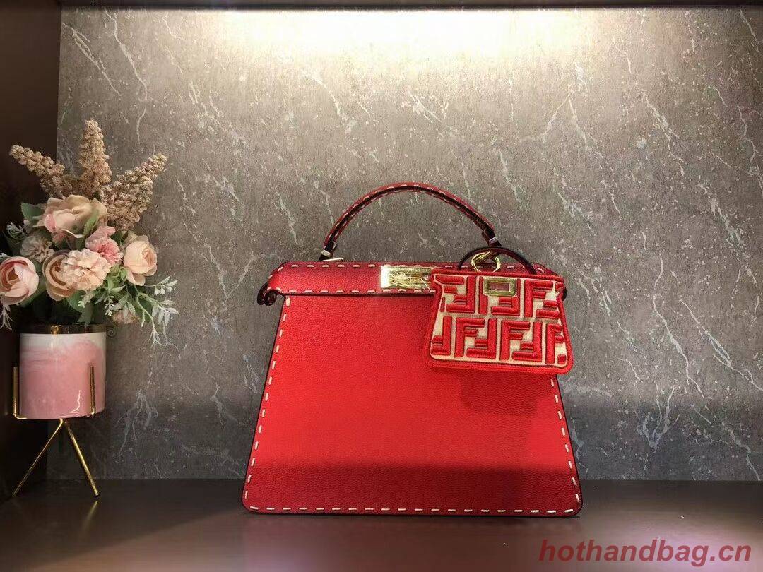 Fendi Peekaboo ISeeU MEDIUM leather bag F8637 red