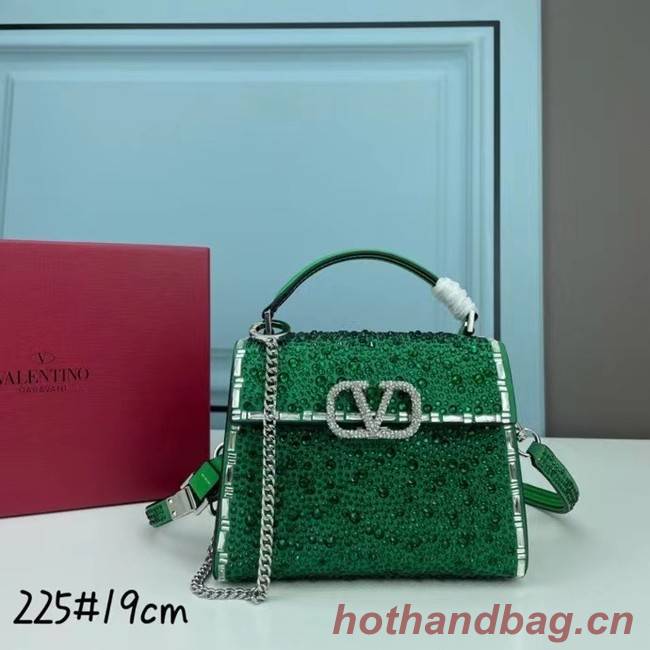 VALENTINO GARAVANI VSLING Shiny diamond Mini totebag XW2B1G9 green&silver-Tone Metal
