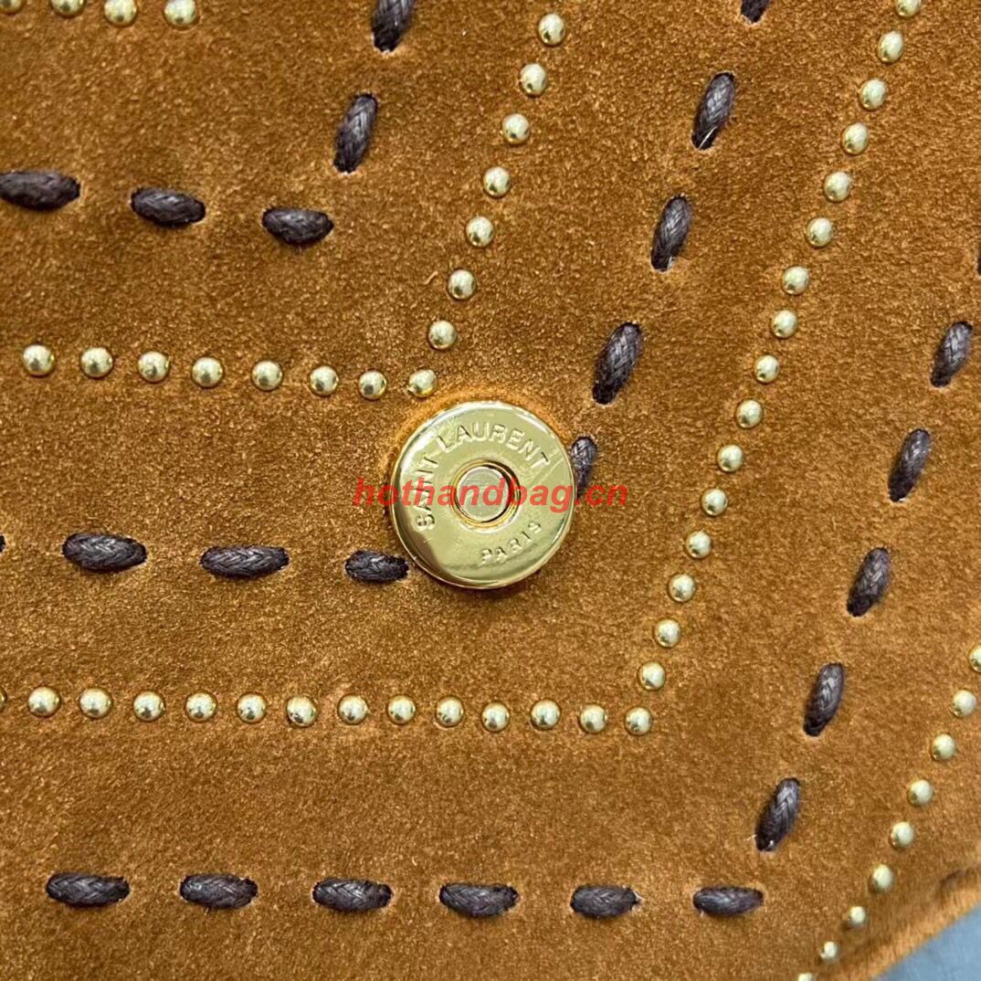 SAINT LAURENT COLLEGE MEDIUM CHAIN BAG IN QUILTED SUEDE 6002791 CINNAMON SAINT LAURENT COLLEGE MEDIUM CHAIN BAG IN QUILTED SUEDE 6002791 CINNAMON