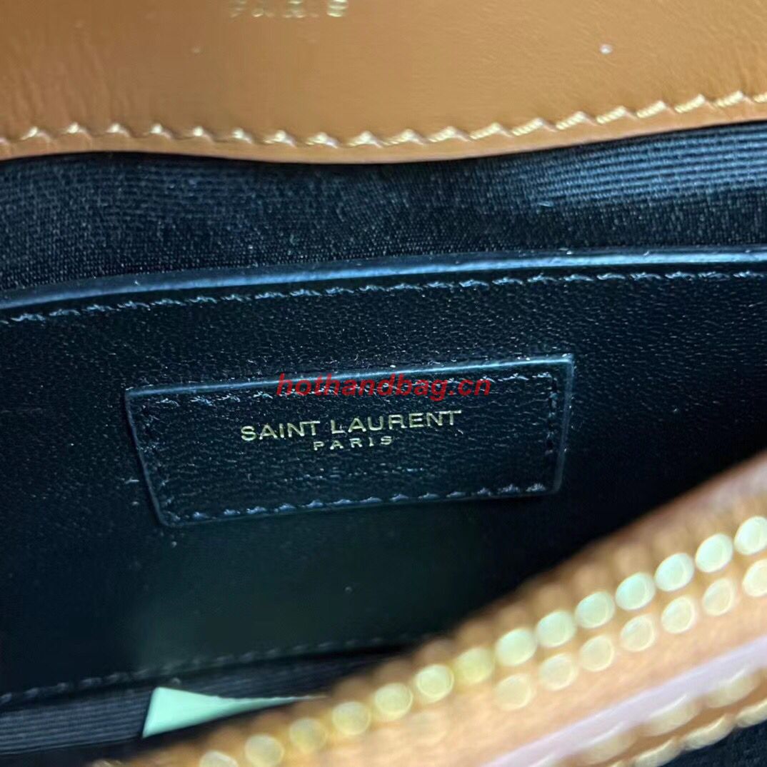 SAINT LAURENT COLLEGE MEDIUM CHAIN BAG IN QUILTED SUEDE 6002791 CINNAMON SAINT LAURENT COLLEGE MEDIUM CHAIN BAG IN QUILTED SUEDE 6002791 CINNAMON