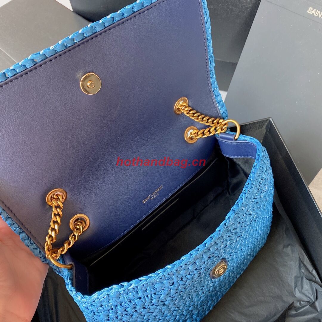 SAINT LAURENT NIKI SMALL CHAIN BAG IN RAFFIA 498892 blue SAINT LAURENT NIKI SMALL CHAIN BAG IN RAFFIA 498892 blue