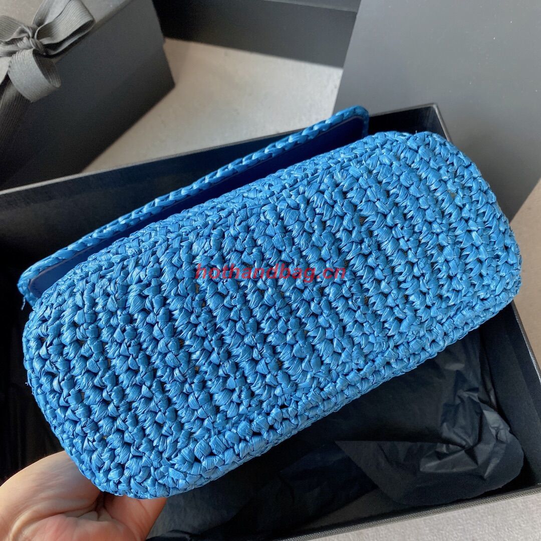 SAINT LAURENT NIKI SMALL CHAIN BAG IN RAFFIA 498892 blue SAINT LAURENT NIKI SMALL CHAIN BAG IN RAFFIA 498892 blue