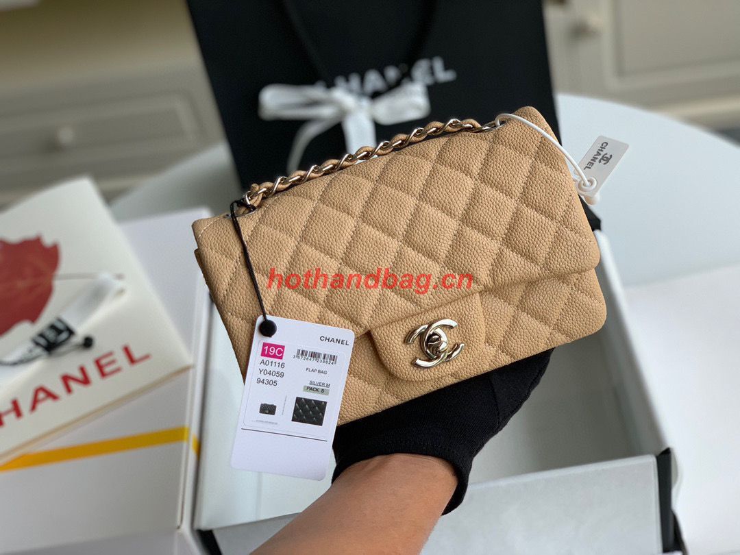 Chanel Original Caviar Leather Flap cross-body bag CF1116 Apricot & Silver chain Chanel Original Caviar Leather Flap cross-body bag CF1116 Apricot & Silver chain