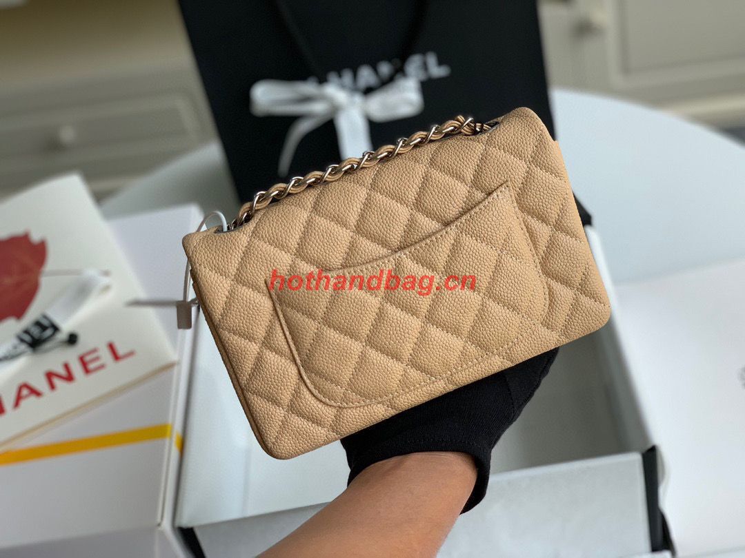 Chanel Original Caviar Leather Flap cross-body bag CF1116 Apricot & Silver chain Chanel Original Caviar Leather Flap cross-body bag CF1116 Apricot & Silver chain