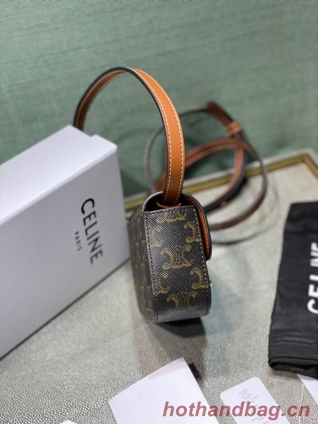 Celine MINI TRIOMPHE IN TRIOMPHE CANVAS AND CALFSKIN 10I512 TAN