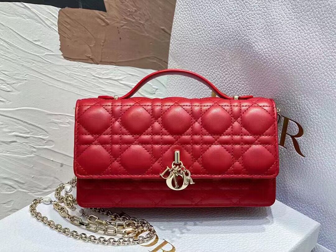 Dior Lady Original Leather Pearl Clutch Bag 6617 Red Dior Lady Original Leather Pearl Clutch Bag 6617 Red