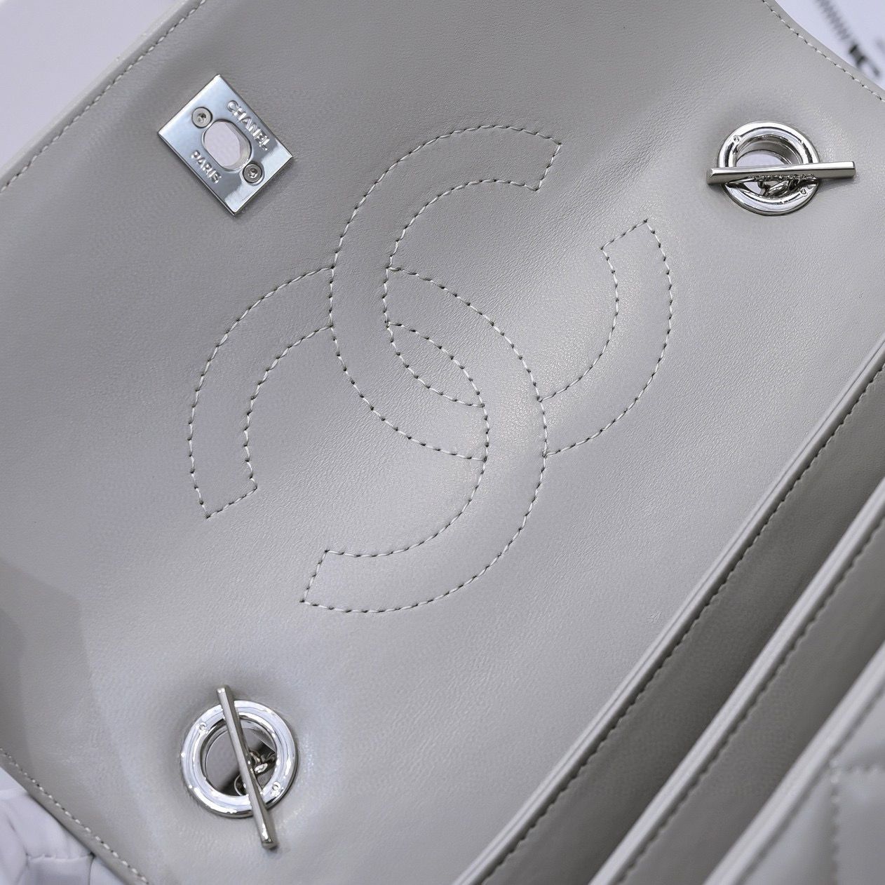 Chanel FLAP BAG WITH TOP HANDLE AS92236 gray